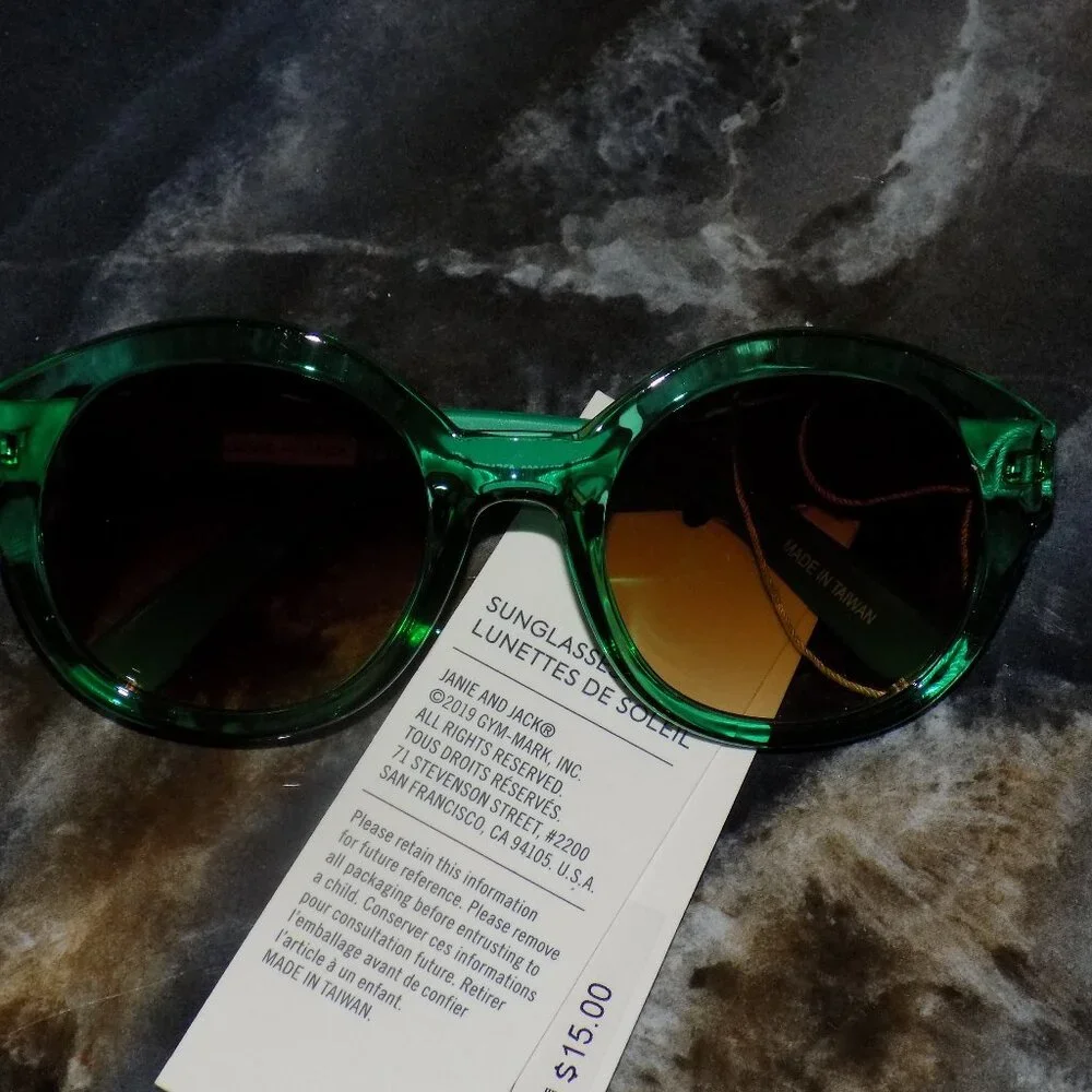 Janie And Jack Green Tinted Cat Eye Sunglasses Girls 0 -2 Years NEW